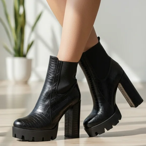 London Rag Beatriz/women's/ ankle boots/Block heel/Chunky platform/zipper/size 7 - Picture 1 of 14